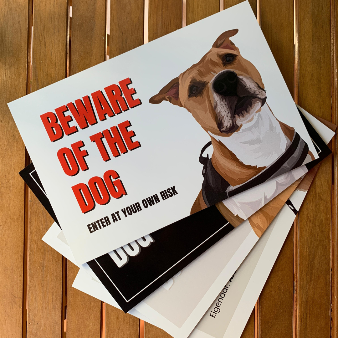 Personalized beware of dog sign with illustration