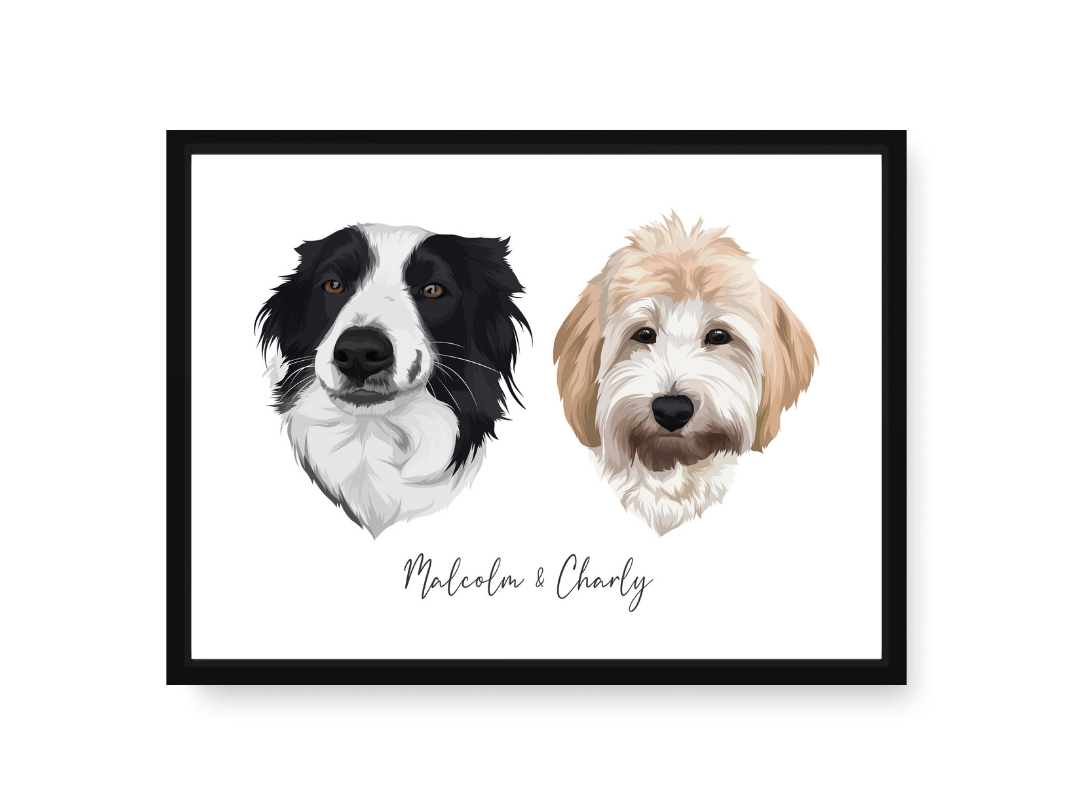 Huisdier portret zwarte lijst met twee honden